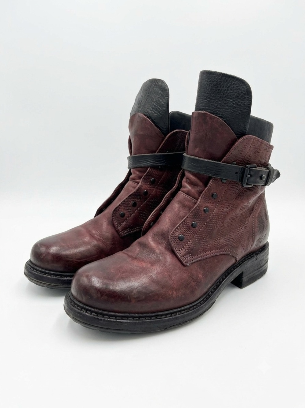 A.S.98 Leather Combat Buckle Ankle Boots Size 37/ US 6.5